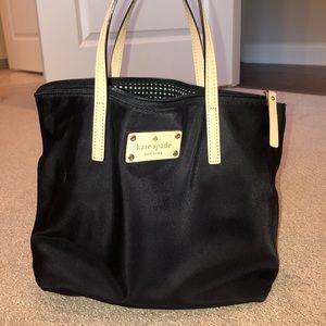 Kate Spade Black Canvas Purse, Polka Dot Lining